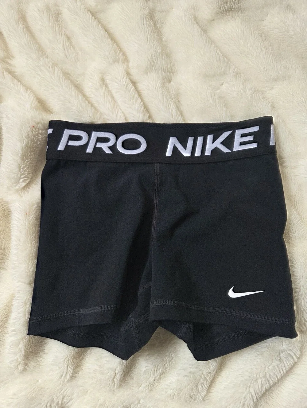Nike Black Pro Training Bike Shorts with White Swoosh Youth XS